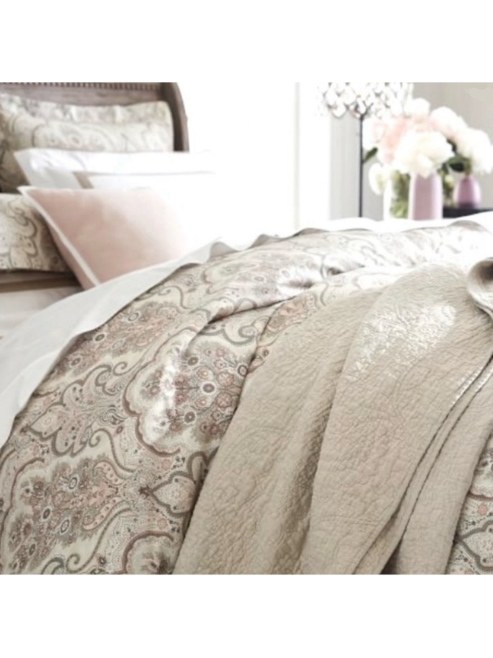 NEW Pottery Barn Jordana Paisley Percale Duvet Cover King/Cal + Shams Neutral - Picture 8 of 8